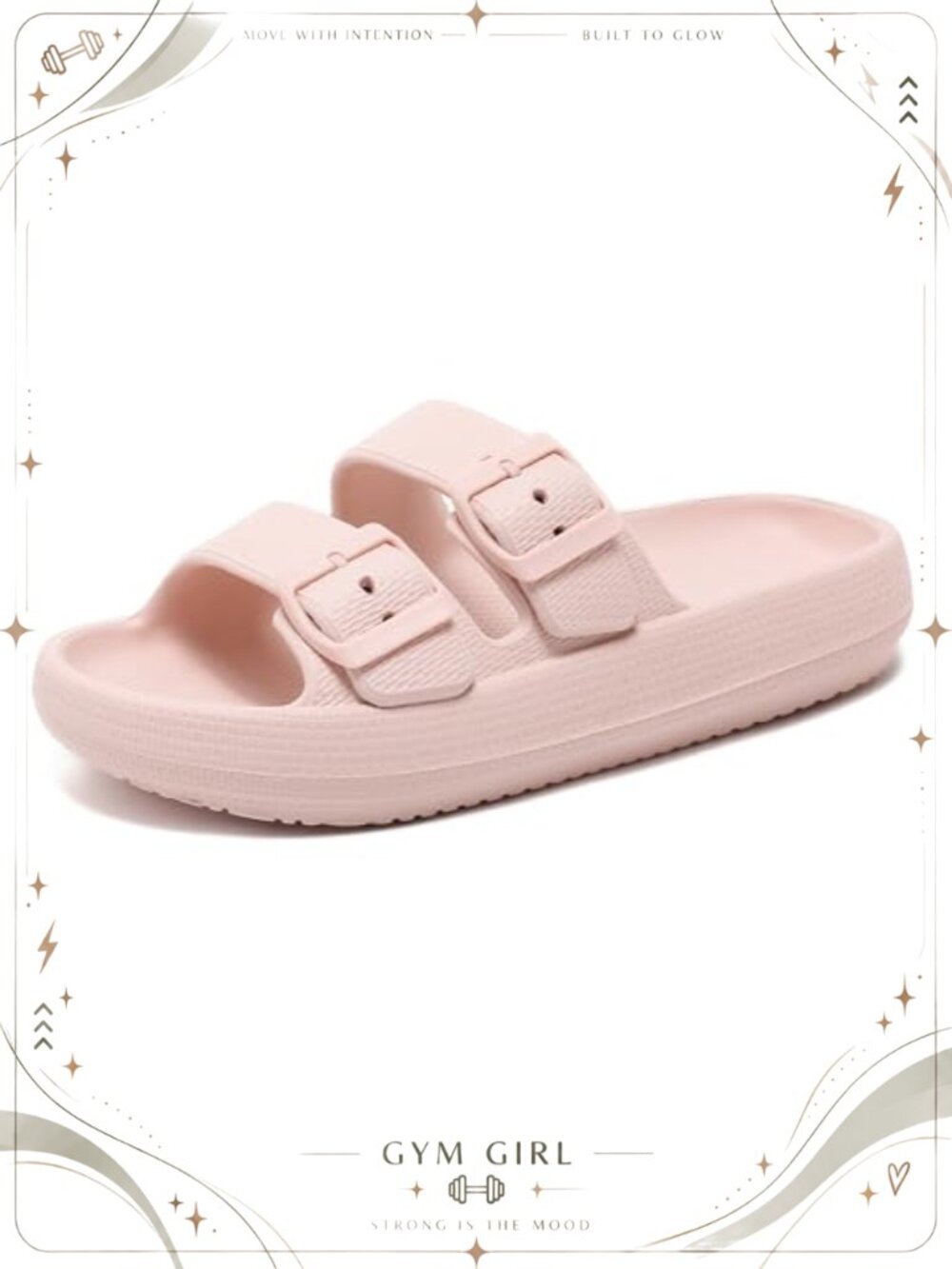 Adjustable Double Buckle Pillow Slides Slip Resistant Shower Sandals